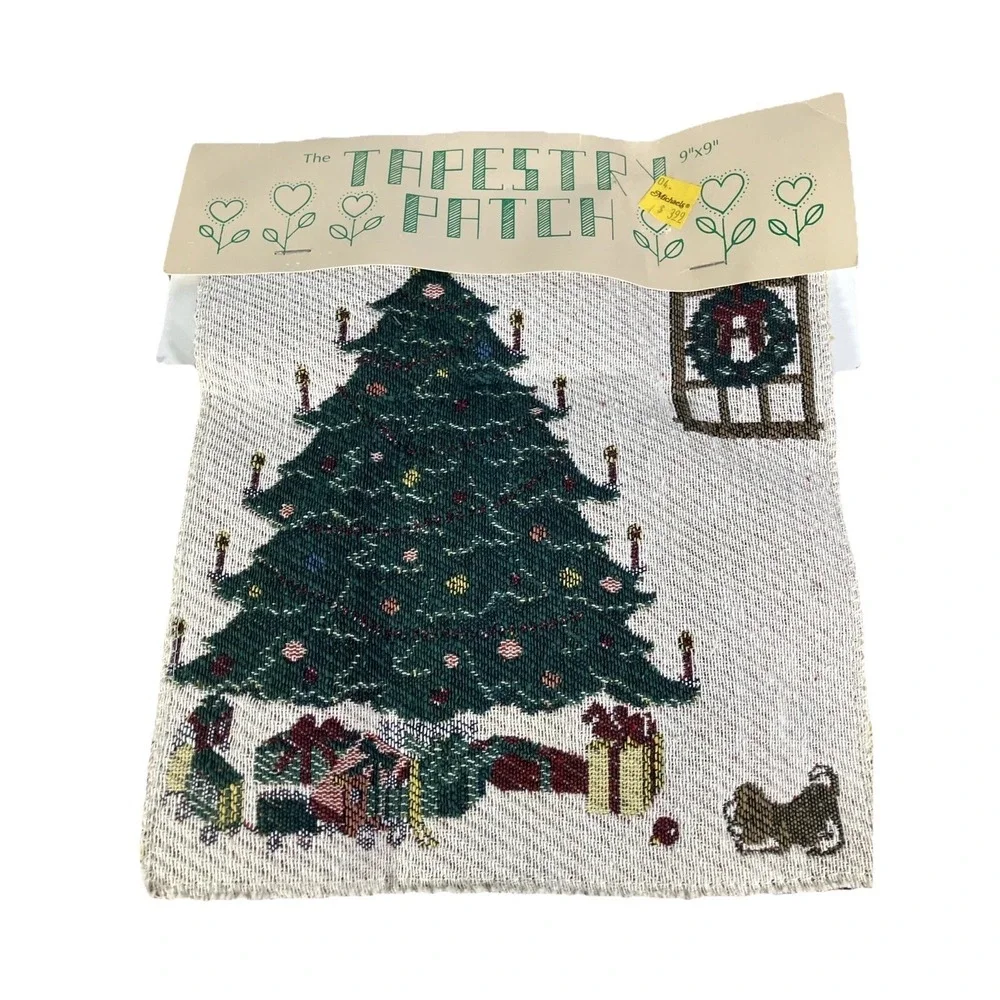 Lot 3 New 9x9 Tapestry fabric Patch Pillow Wall Hanging‎ Tote Christmas Holiday